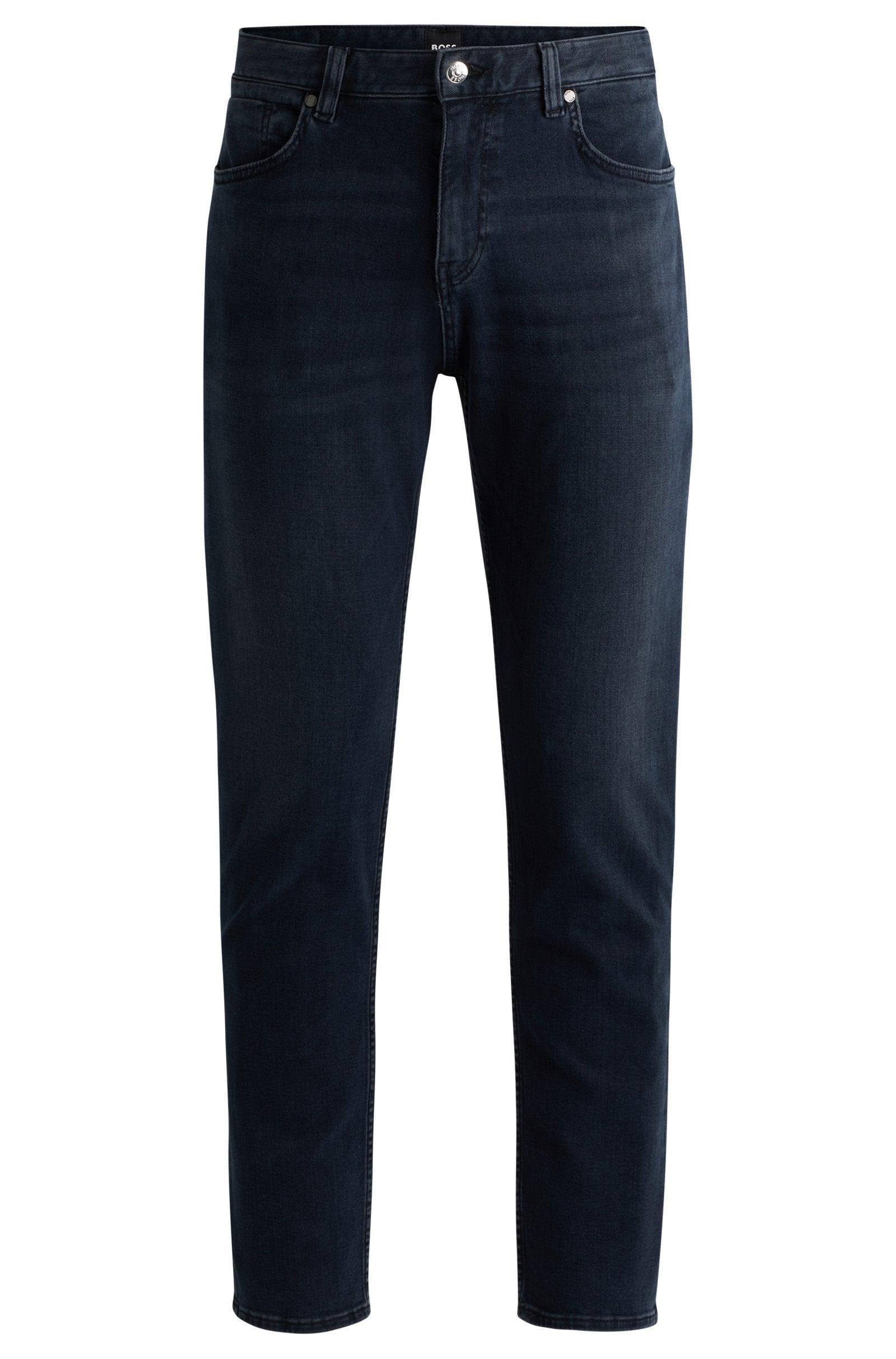 Boss Regular Fit Jeans in Coal-Navy Italian Denim Product Image