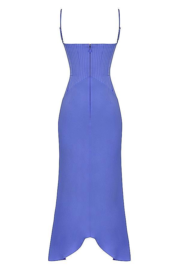 Imogen Periwinkle Satin Corset Midi Dress Product Image