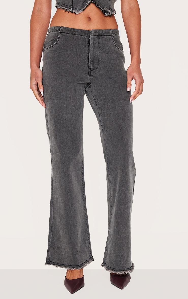 Washed Black Invisible Waistband Low Rise Straight Leg Jeans Product Image