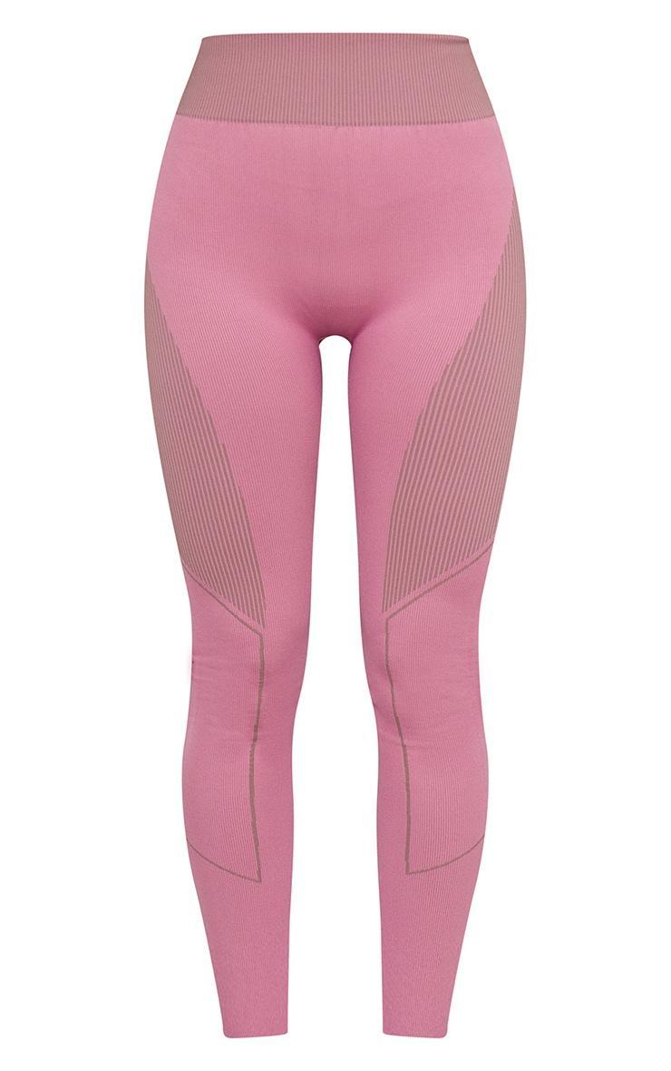 PLT SPORT Dark Mauve Jacquard Seamless Gym Leggings Product Image
