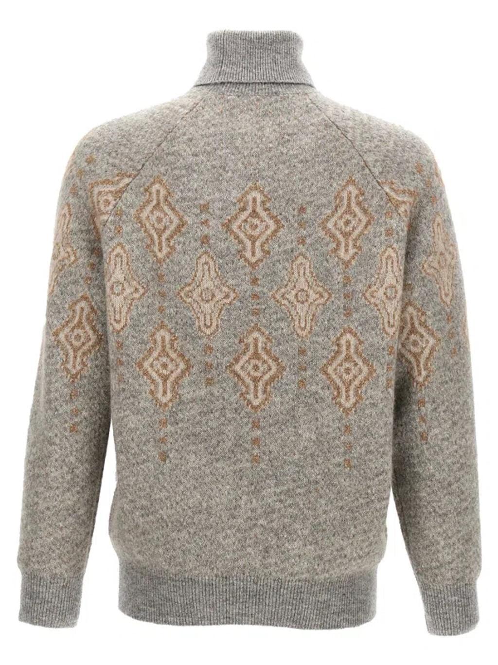 BRUNELLO CUCINELLI Jacquard Sweater Sweater, Cardigans Gray Product Image
