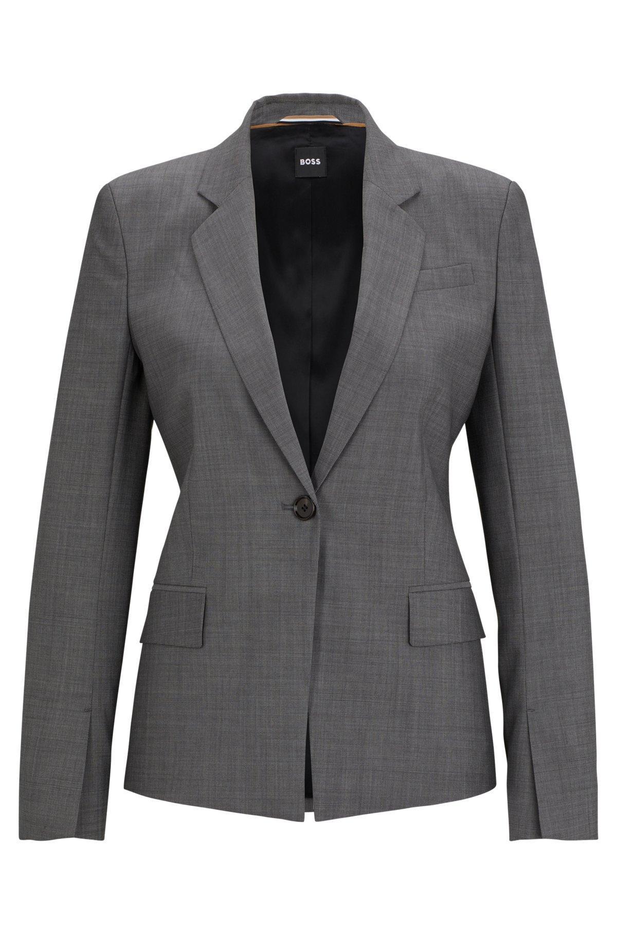 Slim-fit jacket in Italian virgin-wool sharkskin Product Image