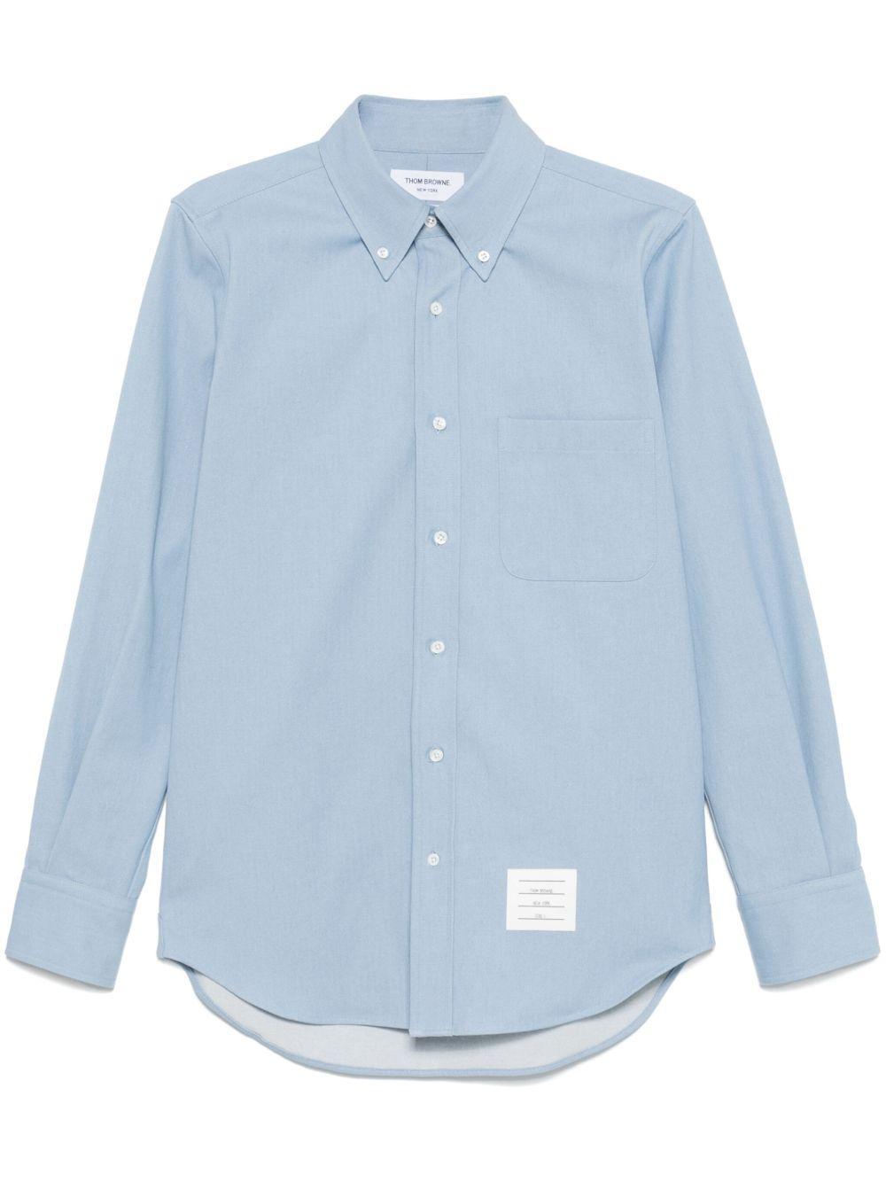 THOM BROWNE Classic Fit Cotton Button-down Shirt In Light Blue Product Image
