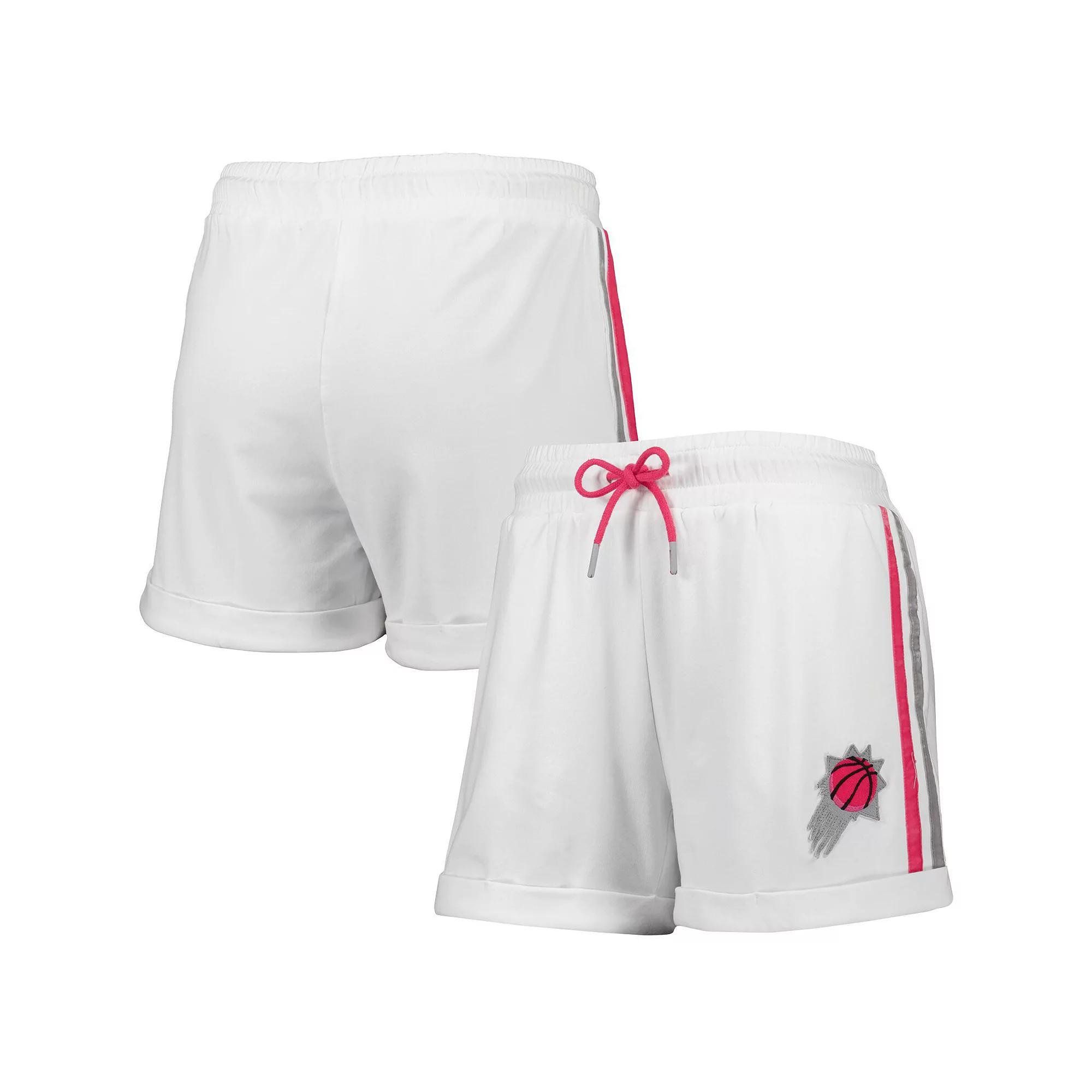 Women's Lusso White/Pink Phoenix Suns Melody Cuffed Tri-Blend Shorts, Size: Small, Phx White Product Image