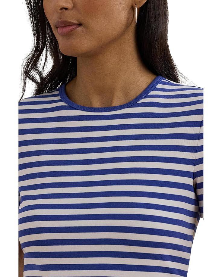 Petite Striped Stretch Cotton Crew Neck Tee Product Image