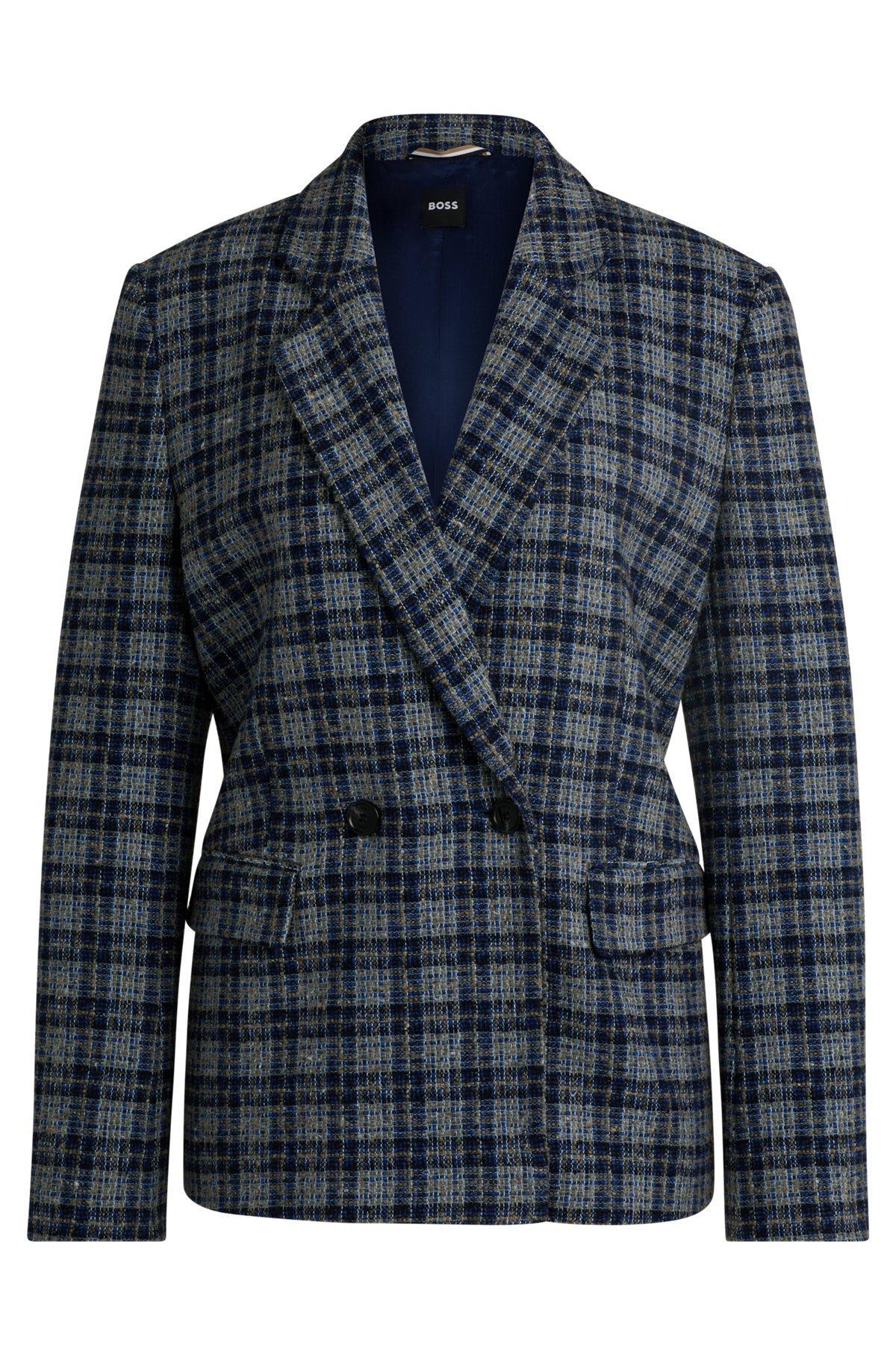 Relaxed-fit double-breasted jacket in checked tweed Product Image