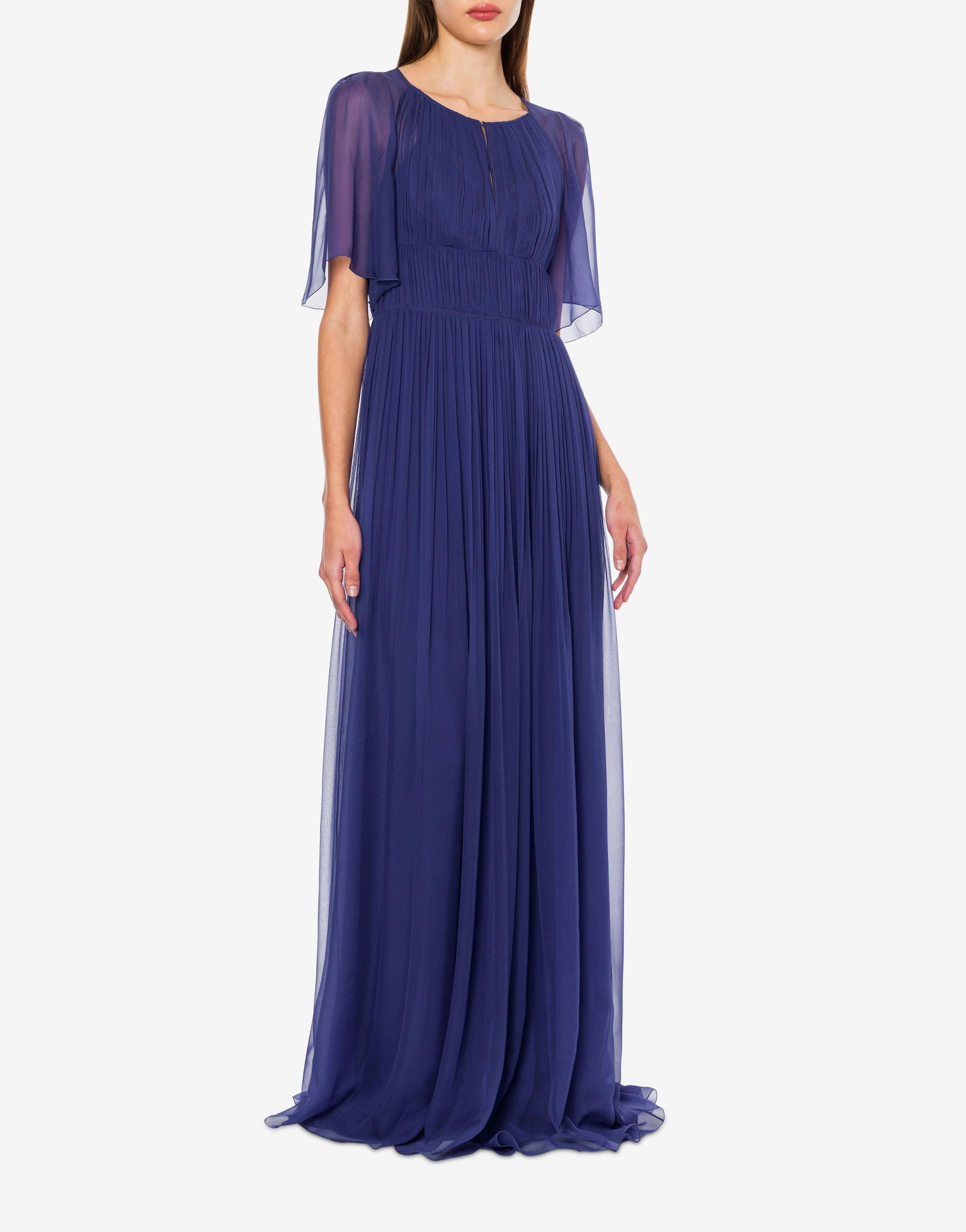 Organic chiffon dress with cape sleeves Product Image