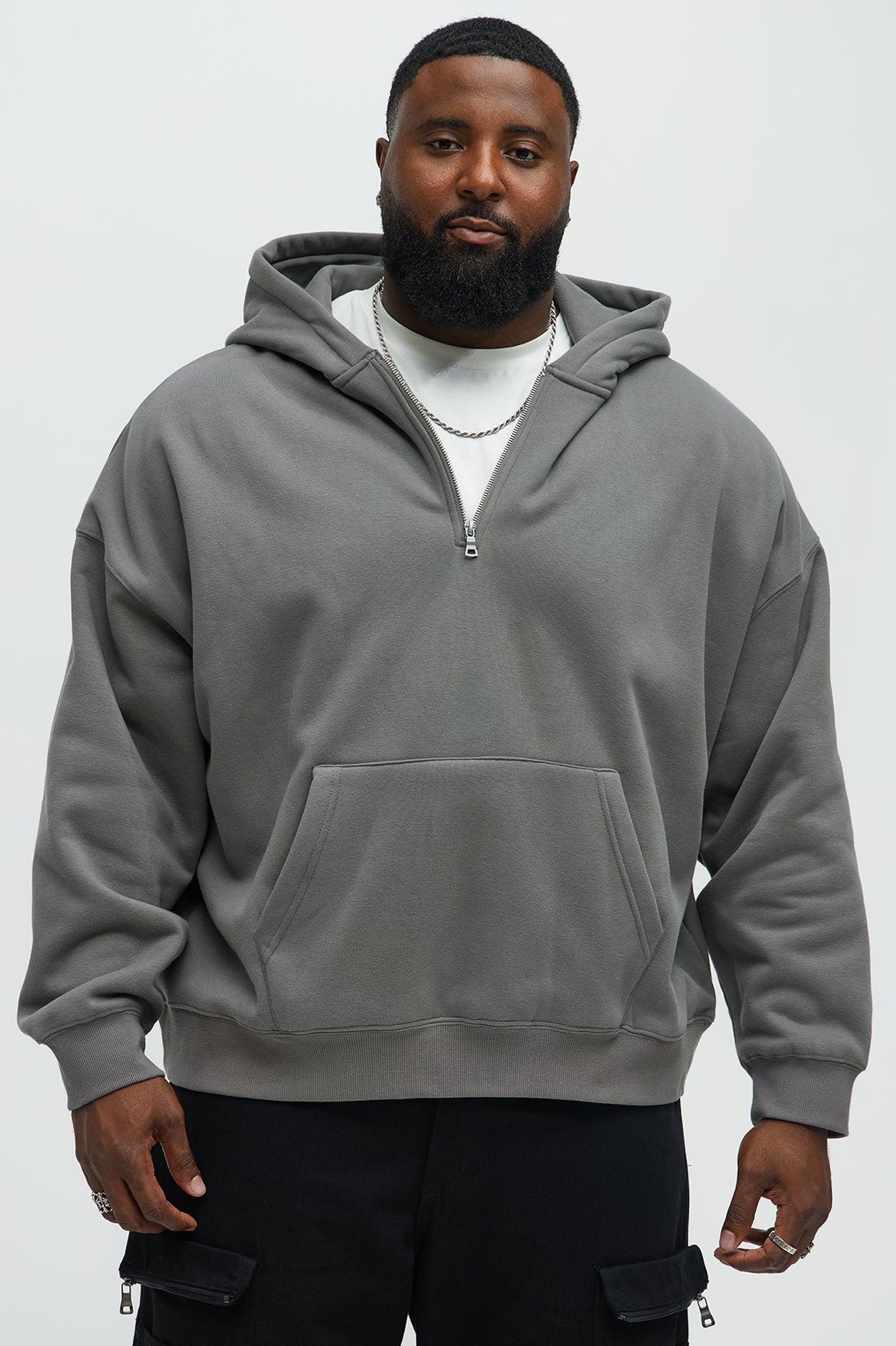 Tyson Oversized Heavyweight Quarter Zip Hoodie - Charcoal Product Image