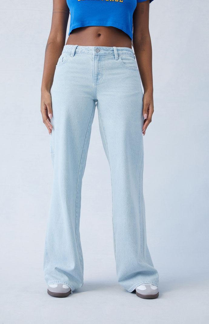 Womens Eco Light Indigo Carpenter Low Rise Baggy Jeans Product Image