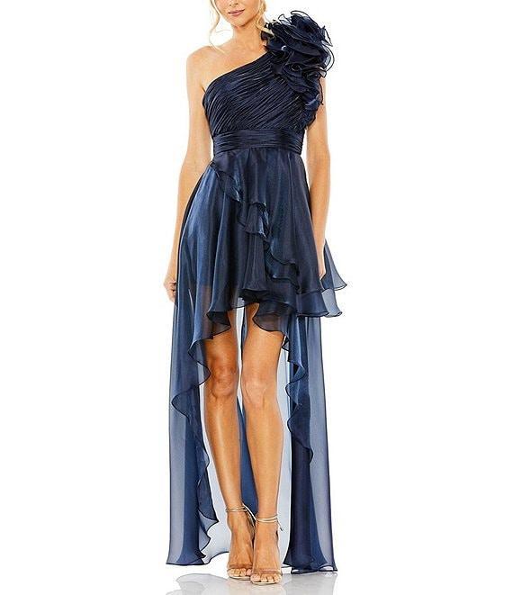 Mac Duggal One Shoulder Ruffled High-Low Hem Tiered Gown Product Image