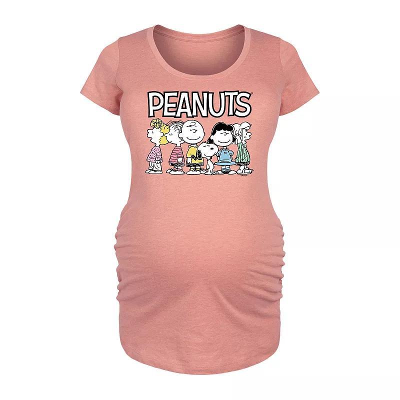 Maternity Peanuts Crew Graphic Tee, Womens Grey Gray Product Image