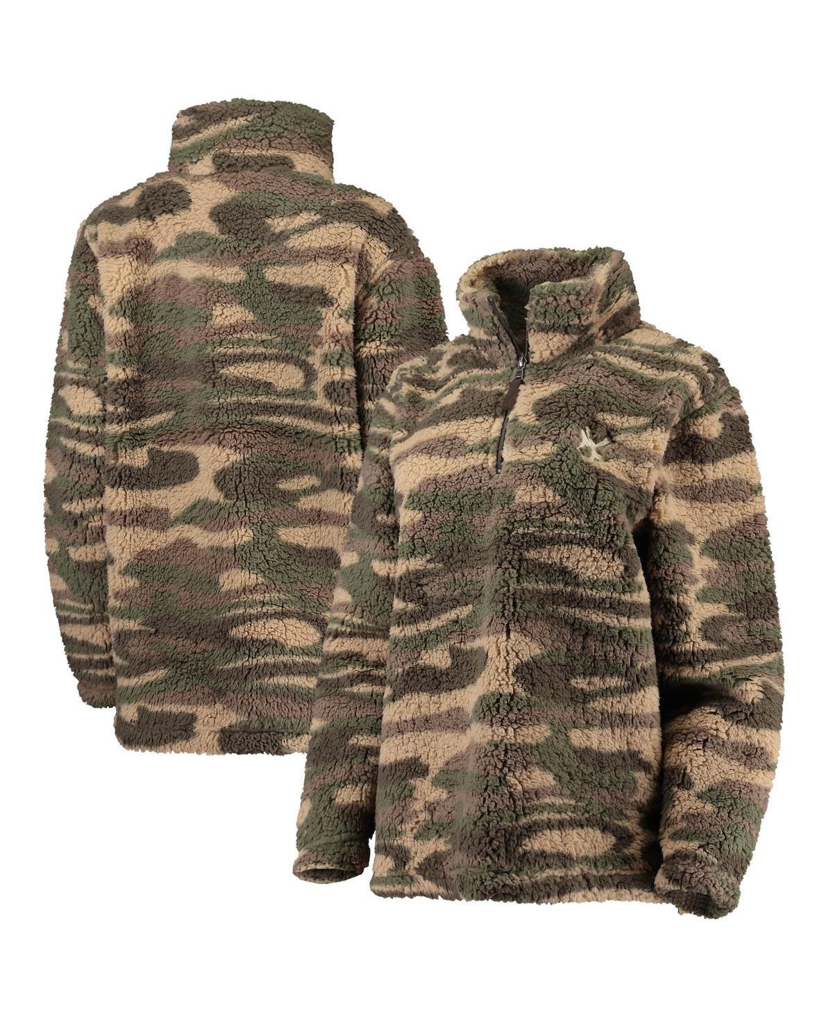Women's G-III 4Her by Carl Banks Camo New York Yankees Sherpa Quarter-Zip Jacket, Size: Medium, Green Product Image