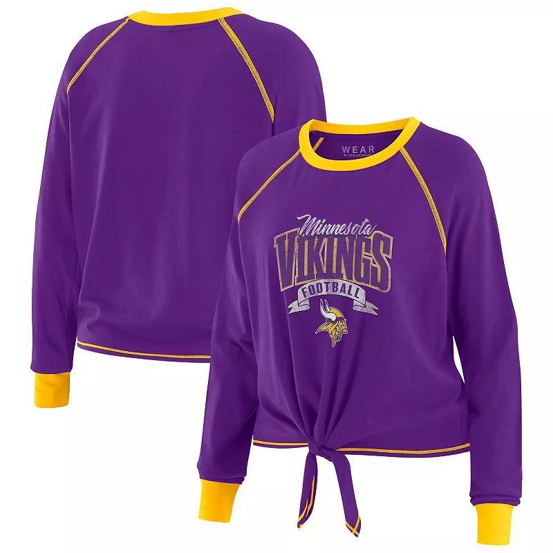 Women's WEAR by Erin Andrews Royal Denver Broncos Tie-Front Long Sleeve T-Shirt, Size: Small, Blue Product Image