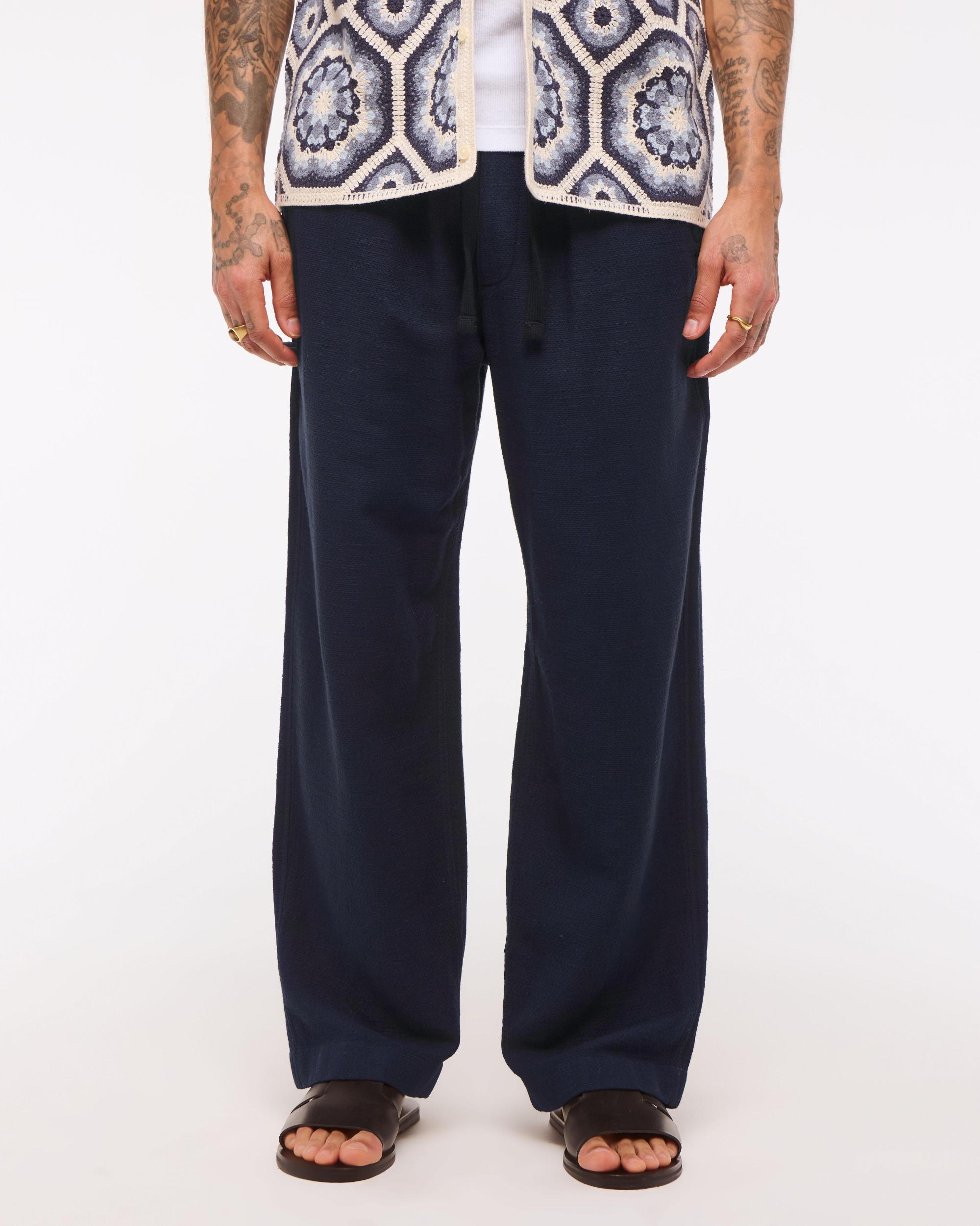 Baggy Cotton Textured Pull-On Pant Product Image