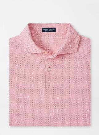 Peter Millar Mens Lloyd Dot Geo Performance Jersey Polo | Color: Peach Bloom | Size: S Product Image