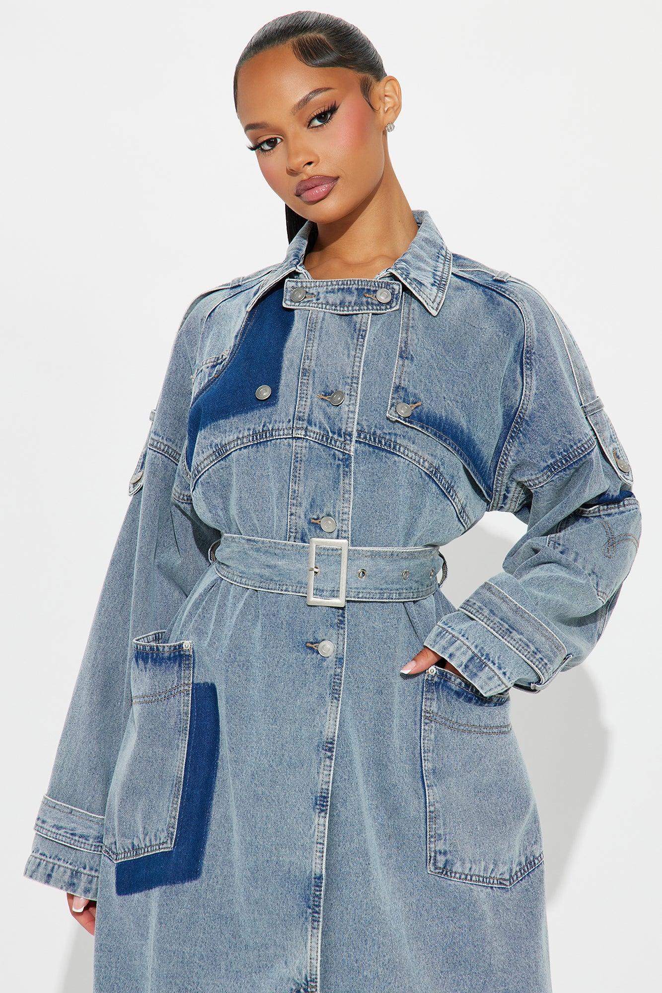 All Mixed Up Denim Trench - Light Wash Product Image
