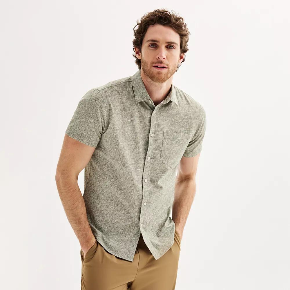 Men's FLX Slim Performance Untucked-Fit Button Down Shirt, Size: Medium SLIM, Kacey Beige Product Image