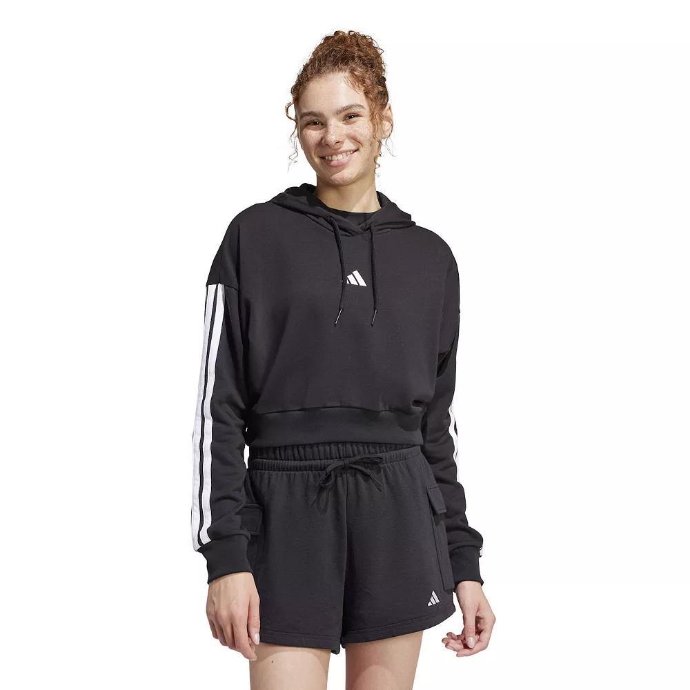 Women's adidas Essentials 3-Stripes French Terry Sportswear Hoodie, Size: XL, Black White Product Image