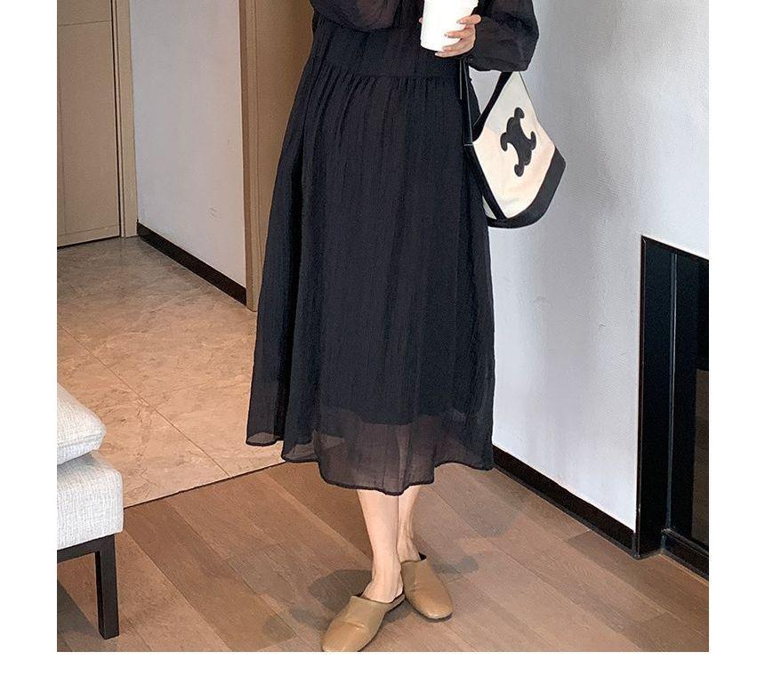 Maternity  Long-Sleeve Plain Maxi Dress Product Image