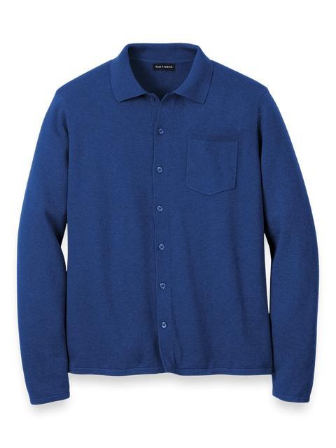 Supima Cotton Button Front Polo - Dark Blue Product Image