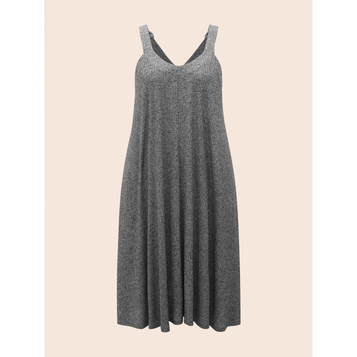 Plus Size Solid Heather Textured Cami Dress Mediumgray Women Casual Texture Non Sleeveless Curvy BloomChic 30/6X Product Image