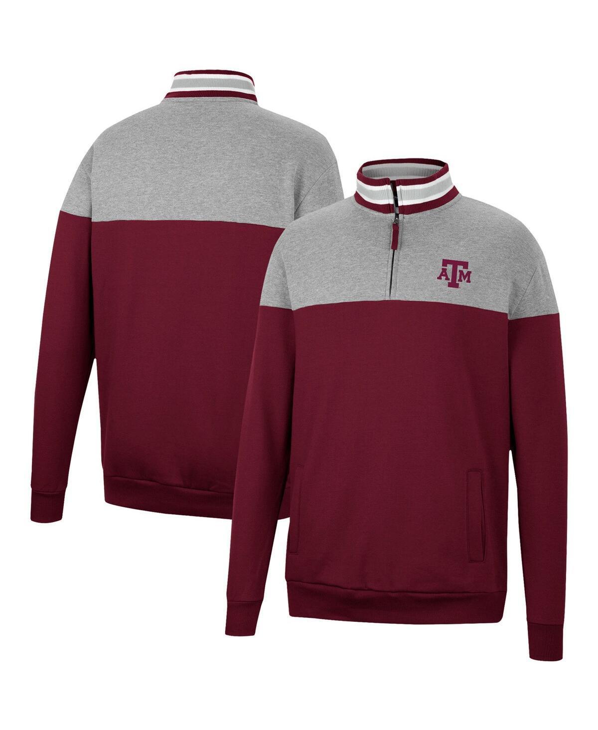Mens Colosseum Heathered Gray/Cardinal Washington State Cougars Be the Ball Quarter-Zip Top Product Image