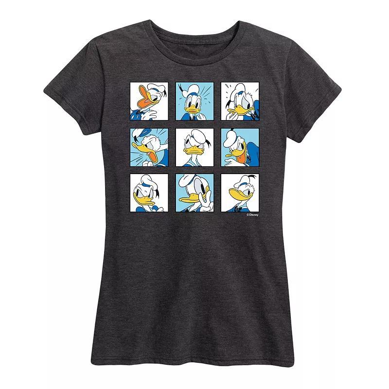 Disneys Donald Duck Womens Grid Graphic Tee Grey Royal Blue Product Image