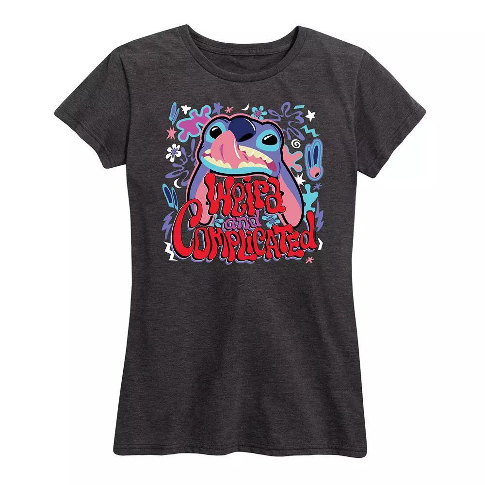 Disneys Lilo & Stitch Womens Weird Graphic Tee Blue Product Image