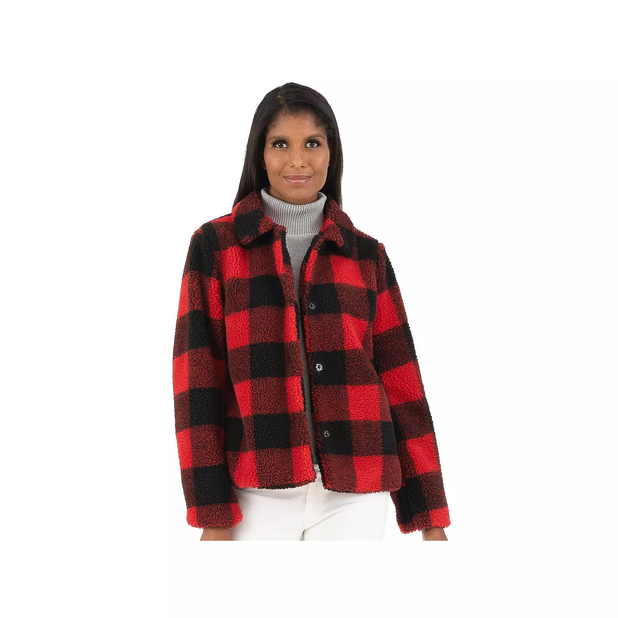 Womens Fleet Street Plush Sherpa Plaid Jacket Product Image