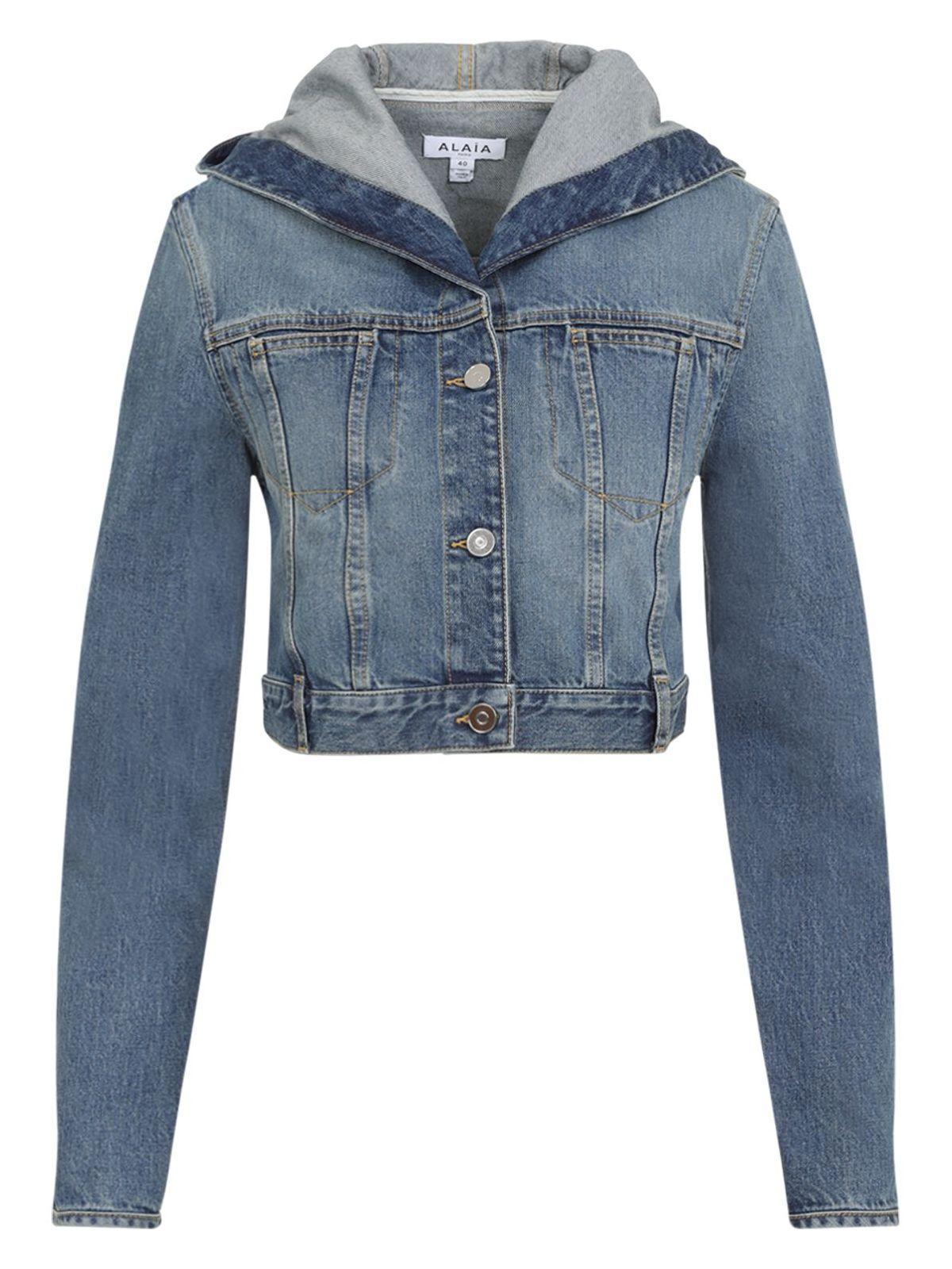 ALAÏA Women's Hooded Denim Jacket In Blue Product Image