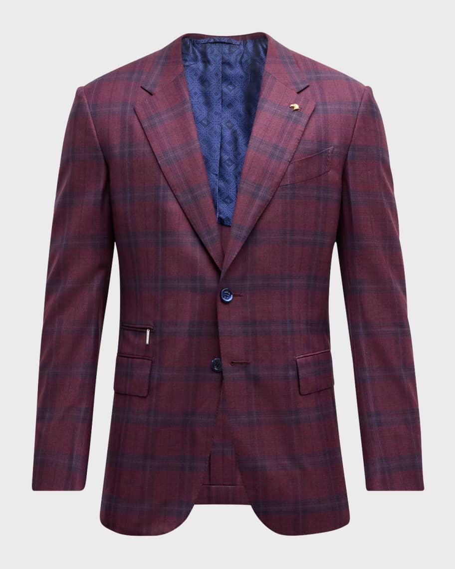 Mens Plaid Wool and Cashmere Blazer Product Image