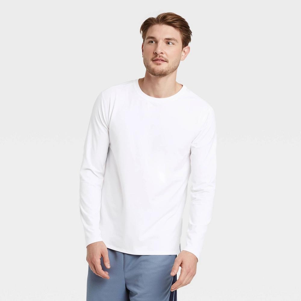 Mens Long Sleeve Performance T-Shirt - All In Motion True White M: Recycled Polyester, Quick Drying Product Image
