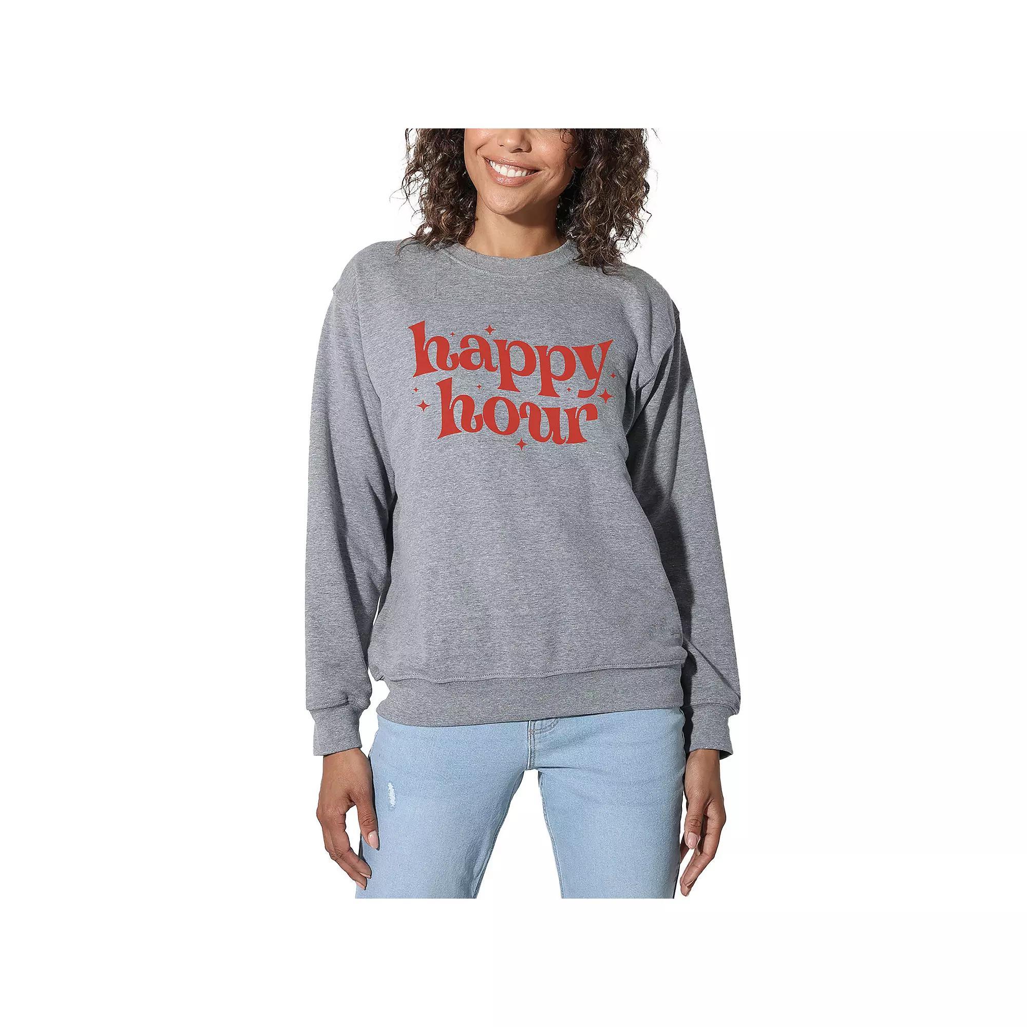 Women's Suburban Riot Happy Hour Willow Graphic Sweatshirt, Girl's, Size: Small, Grey Gray Product Image