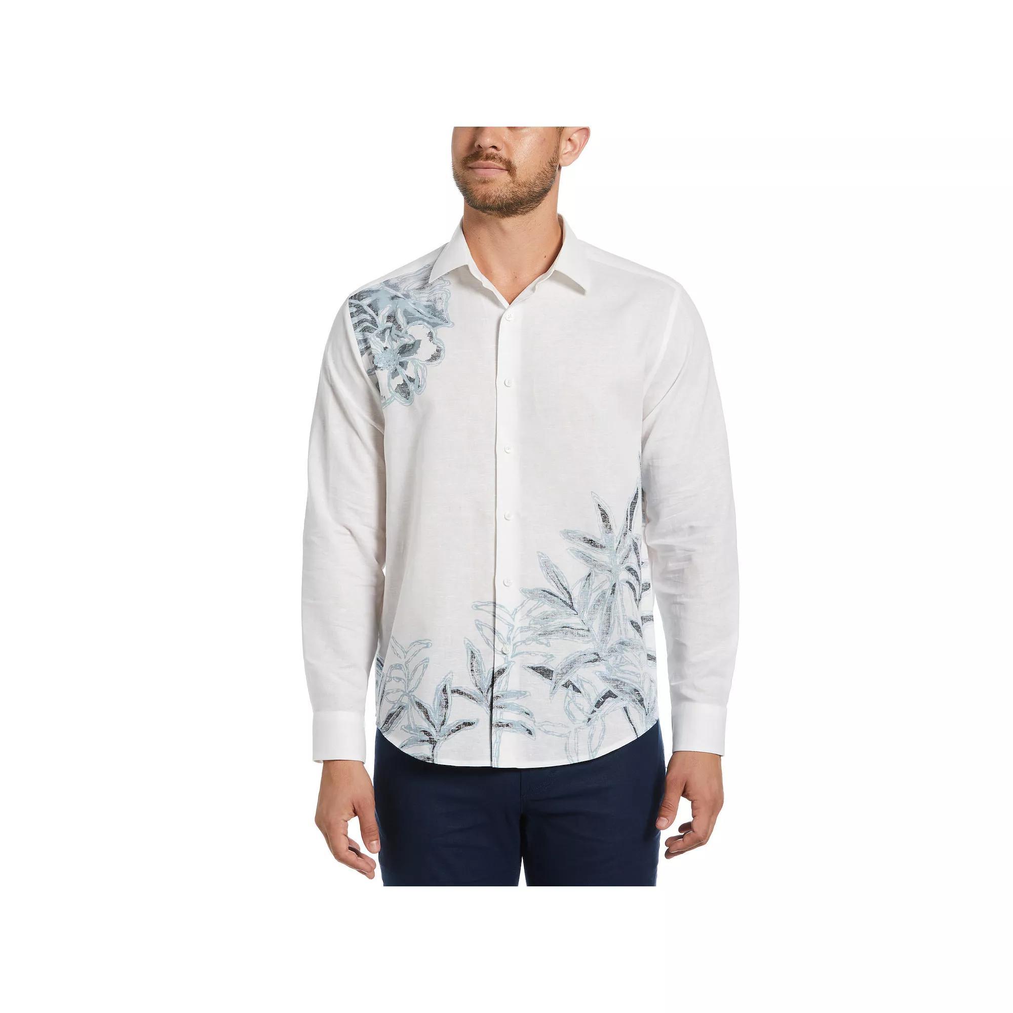 Men's Cubavera Reverse Asymmetric Print Long Sleeve Button-Down Shirt, Size: XXL, Brilliant White Product Image