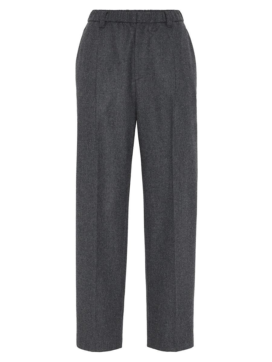 Womens Virgin Wool and Cashmere Flannel Baggy Trousers Product Image