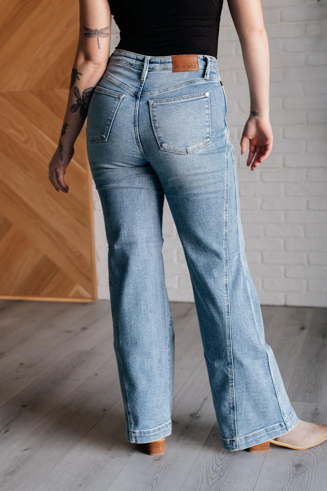 Judy Blue Side Seam Detail Wide Leg Jeans Product Image
