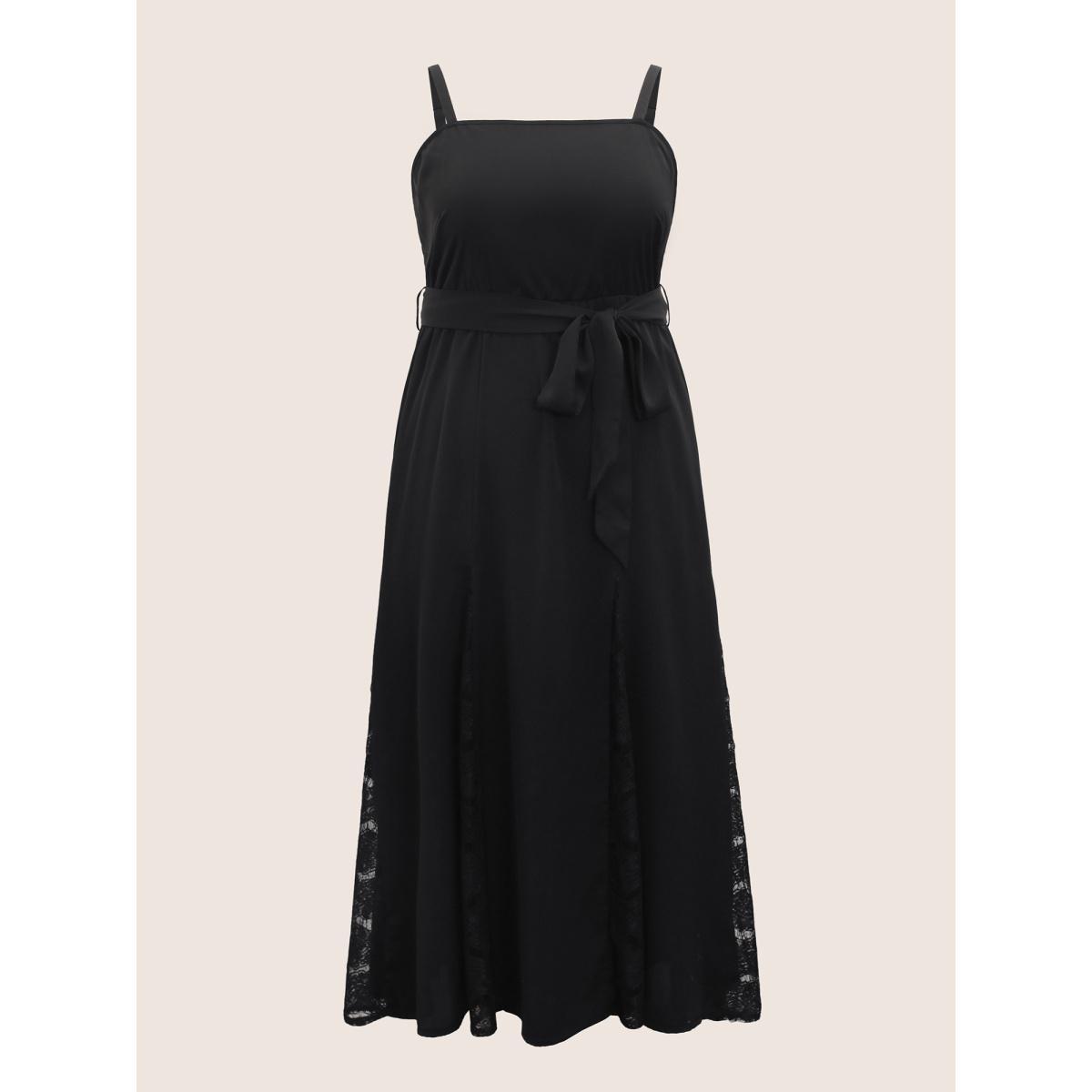 Plus Size Lace Transparent Hemline Sleeveless Maxi Dress Black Women Elegant Woven ribbon&lace trim Non Sleeveless Curvy BloomChic 28/5X Product Image