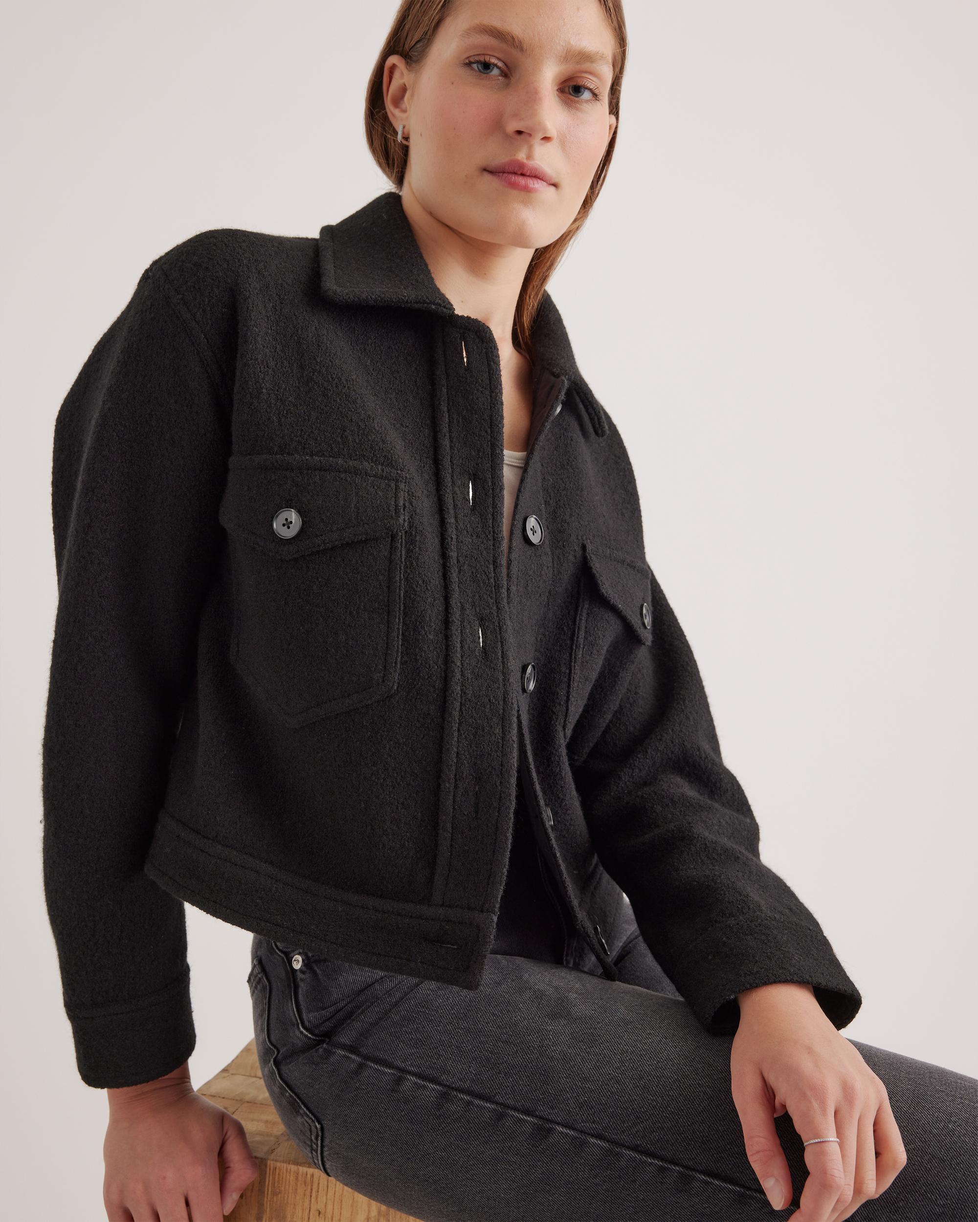 Quince | Women's 100% Merino Wool Cropped Shirt Jacket Product Image