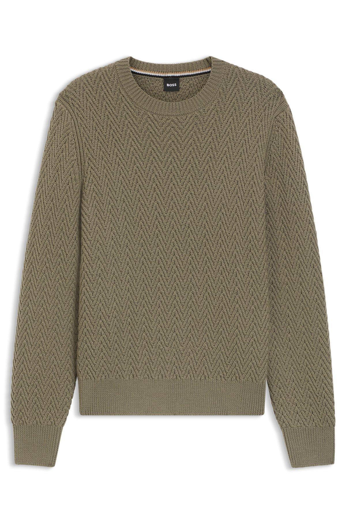 Virgin-wool sweater with herringbone structure Product Image