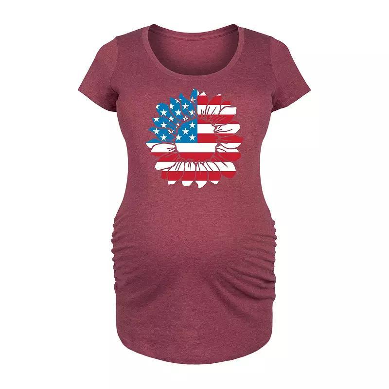 Maternity American Flag Sunflower Graphic Tee, Womens Product Image
