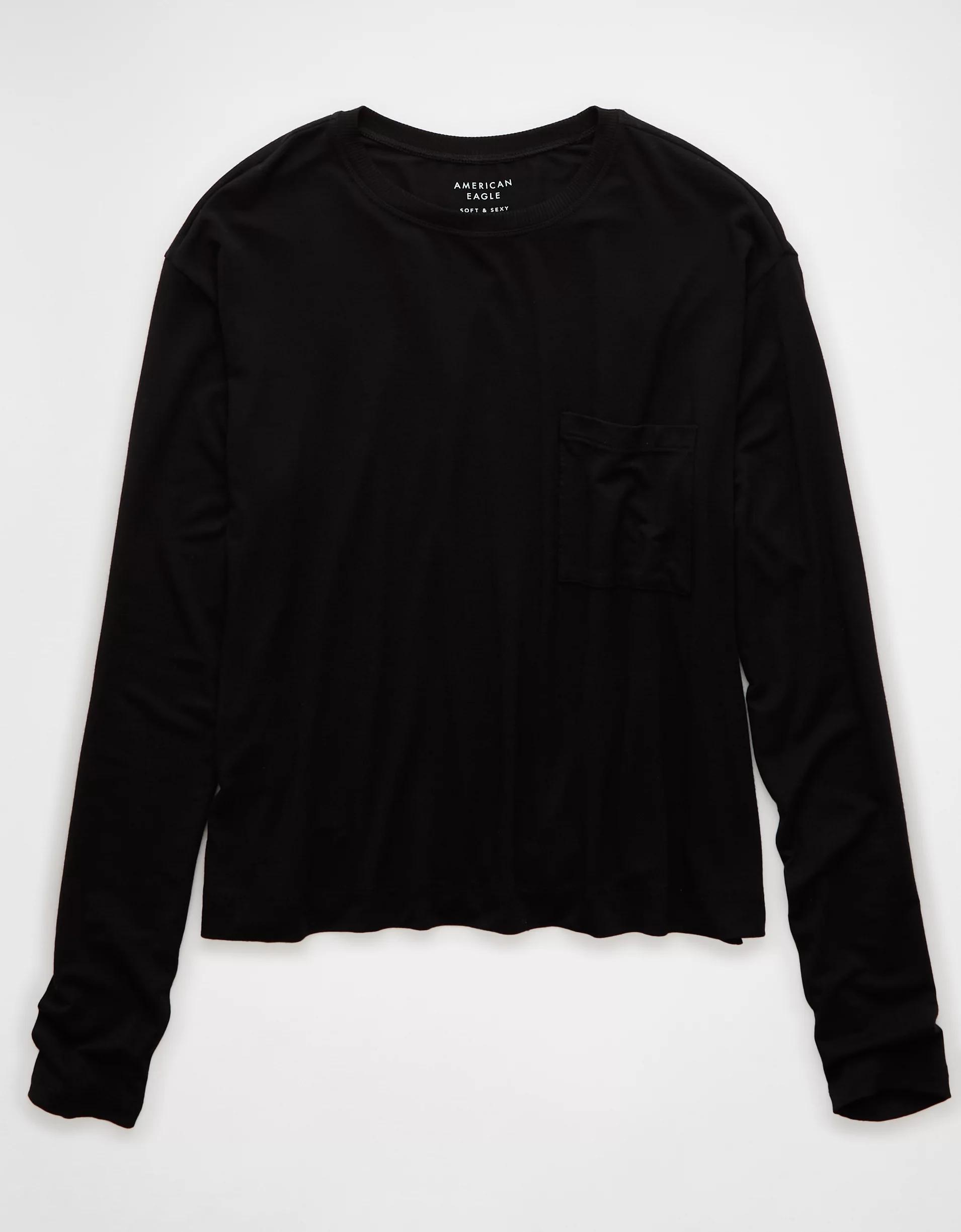 AE Soft & Sexy Long-Sleeve Pocket T-Shirt Product Image