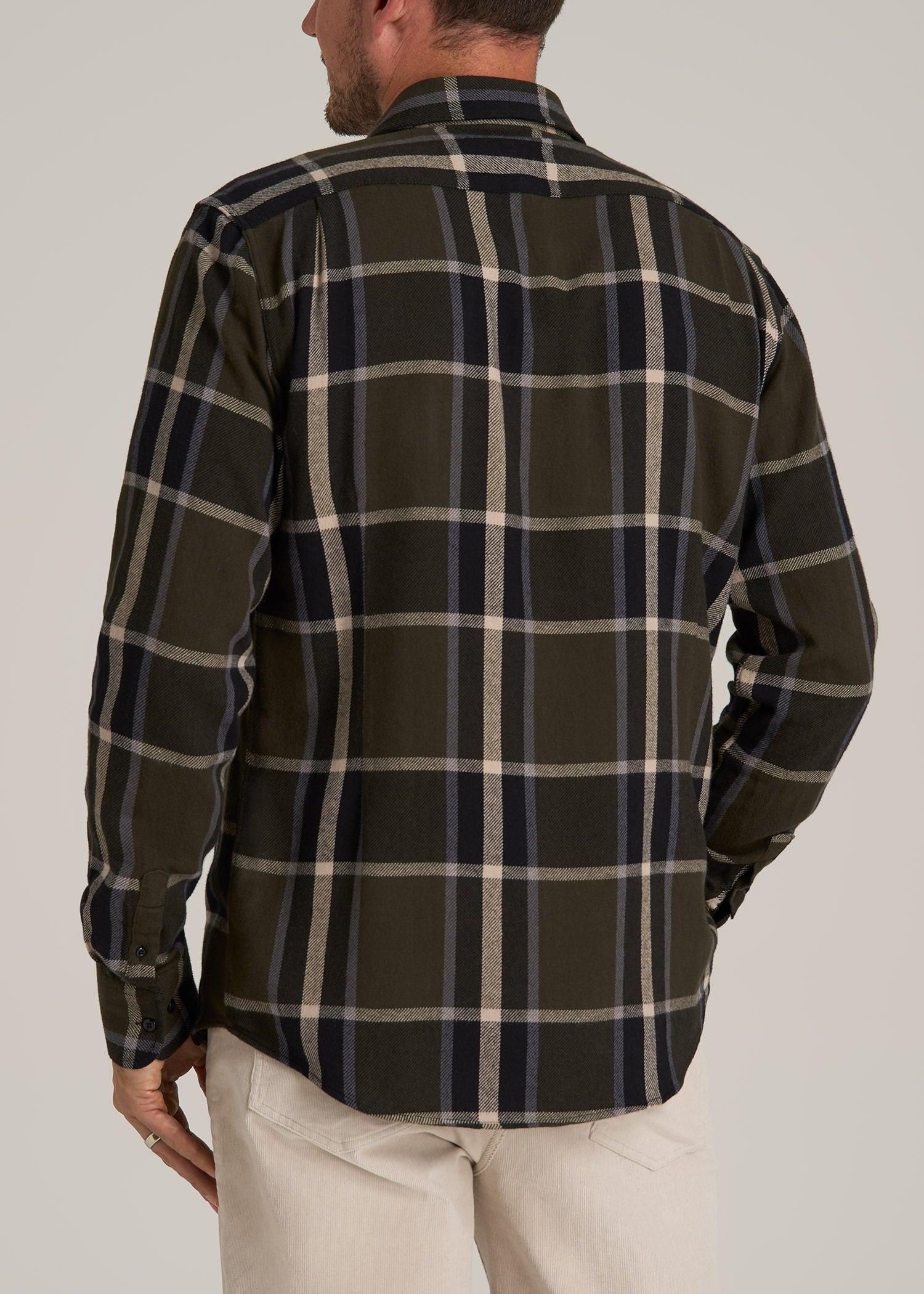 Nelson Flannel Shirt for Tall Men in Olive Plaid Product Image