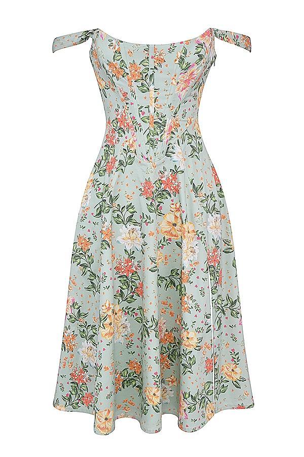Saira Light Jade Print Midi Sundress Product Image