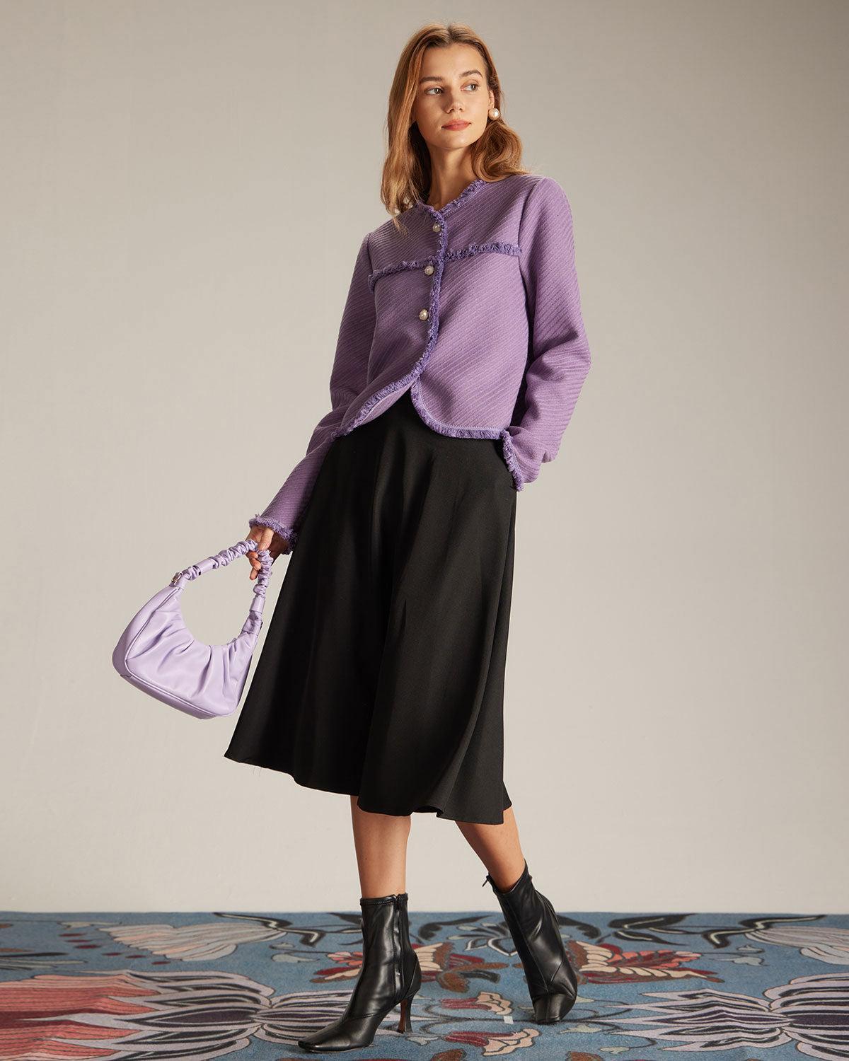 The Purple Crew Neck Single Breasted Jacket Product Image
