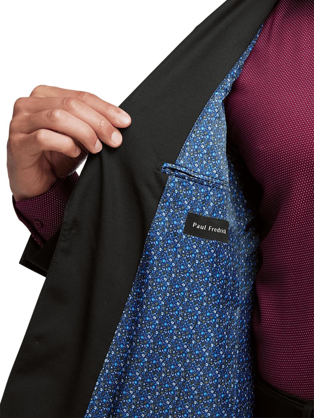 Wool Stretch Bengaline Peak Lapel Suit Jacket - Black Product Image