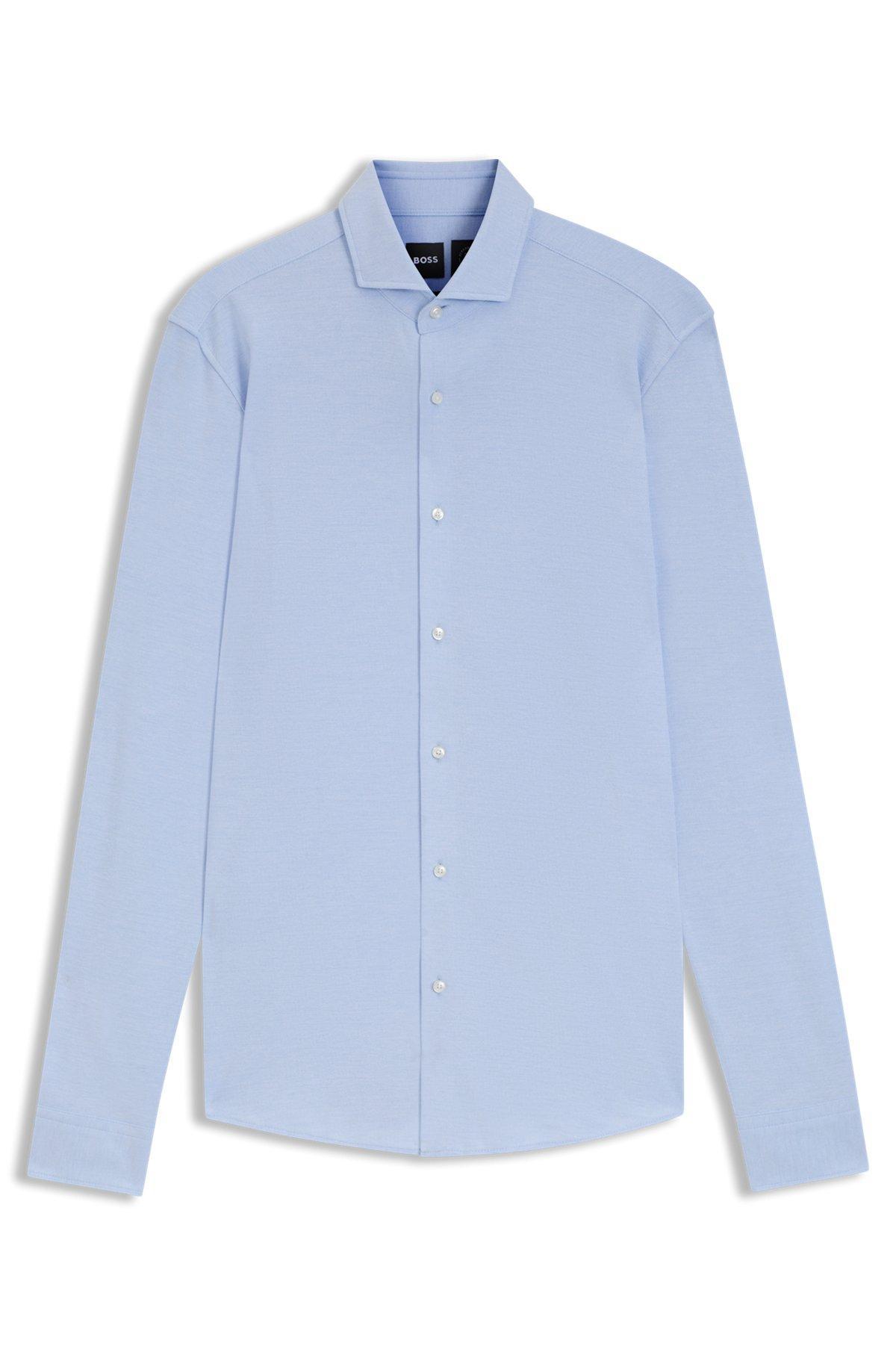 Slim-fit shirt in cotton-piqué jersey Product Image