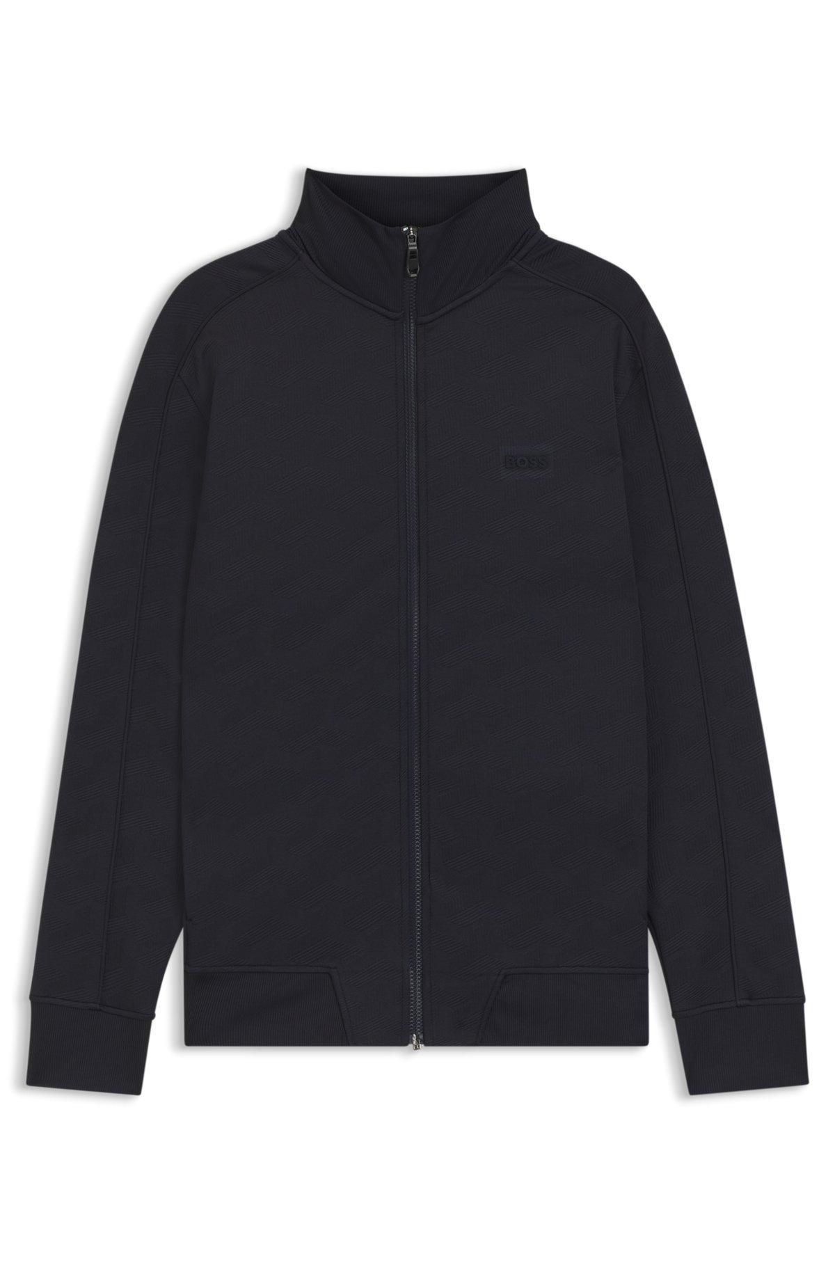 Regular-fit zip-up sweatshirt with quilted jacquard Product Image