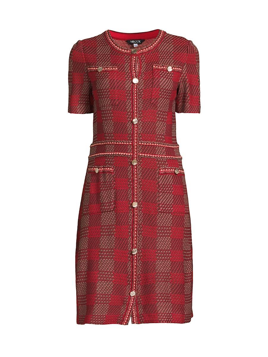 Womens Plaid Tweed Modern-Fit Sheath Dress Product Image