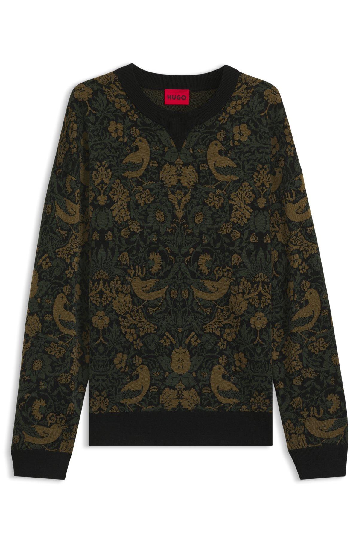 HUGO - Relaxed-fit sweater with tapestry jacquard - Black Product Image