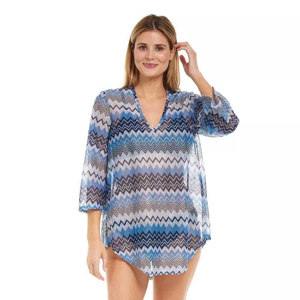 Women's Jordan Taylor Zigzag Tunic Swim Cover-Up, Size: XL, Blue Product Image